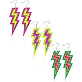80s 90s Earrings for Women Colorful Lightning Acrylic Drop Earrings Neon Earrings Bulk for 80's 90's Outfit Glow Party Halloween 80s Accessories Jewelry