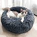 WonderKathy Modern Soft Plush Round Pet Bed for Cats or Small Dogs, Mini Medium Sized Dog Cat Bed Self Warming Autumn Winter Indoor Snooze Sleeping Cozy Kitty Teddy Kennel (M(23.6″Dx7.9″H), Dark Grey)thumb 1