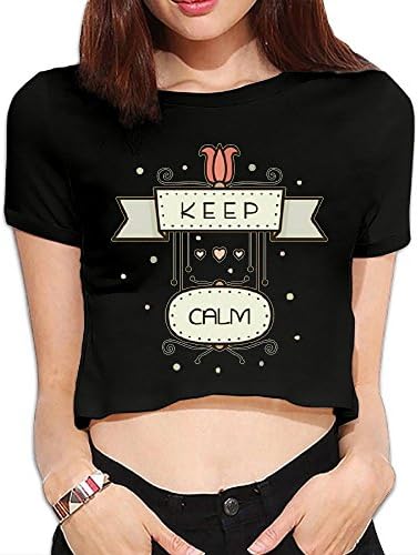 Girly Love Heart Keep Calm Quote Sign Women Summer Exposed Navel Sex Shirt