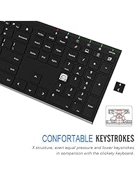 Arteck   Teclado inalámbrico de 2,4 G (acero inoxidable, ultra fino, tamaño completo, teclado numérico para ordenador escritorio PC ordenador portátil Surface Smart TV y Windows 10 8 7, batería recargable)