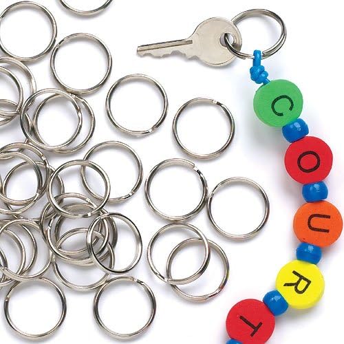 Baker Ross E979 Split Metal Keyrings Value Pack- Ideal for Keychain-Making, Kids' Arts and Crafts, Gifts