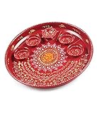 DEVIKA Hand Painted Beautiful S.Steel Classic Pooja THALI PUJA THALI,Decorative Puja Thali with 5vatis,Great Gift IDEA, for Wedding Decorations,Gifting,Ganpati,Rakhi,Navratri,n All Festival Gifting