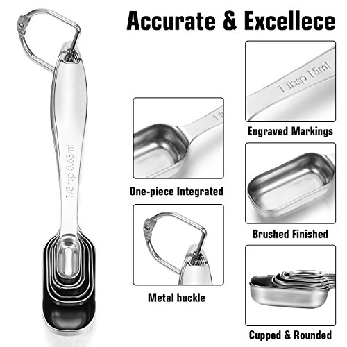 image for Measuring Cups and Spoons Set, 304 18/8 Stainless Steel by Umite Chef,