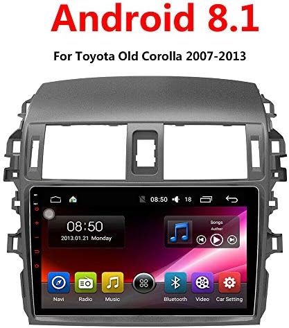 9in Android 8.1 Car Steoro Multimedia Player Autoradio Headunit for Toyota Corolla 2007-2013 with GPS Radio Bluetooth Calling Mirror-Link Steering Wheel Control North America Map Quad 1GB RAM 16GB