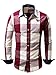Neleus Men's Long Sleeve Button Down Plaid Shirts,112,Red,M,Tag L