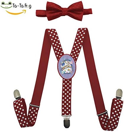 Backpack Unicorn Adjustable Suspenders And Pre-Tied Bowtie Set For children Casual And Formal Red