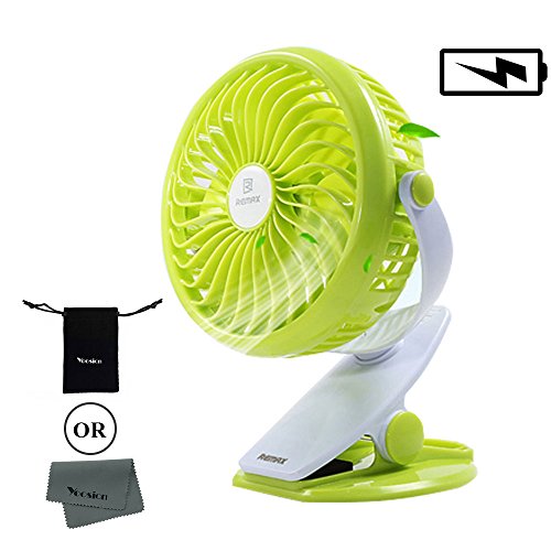 REMAX Battery Operated Fan USB Rechargeable Silent Desk Fan 4.5h 4 Blades Mini Personal Fan with Clip and 2200mAh 18650 Battery