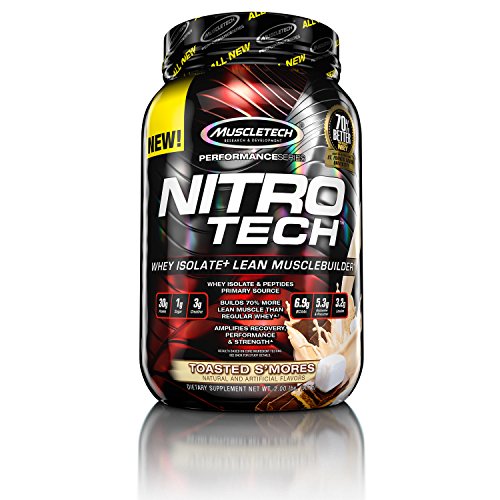 MuscleTech NitroTech Whey Protein Powder, Whey Isolate and Peptides, Toasted S mores, 2 Pound