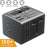 Travel Adapter [110-240V] PowerBear Universal Wall Charger with USB Ports and AC Power Plug | All-in-One International Power Adapter with Protection Fuse - USA/EU/UK/AUS/China - [24 Month Warranty]