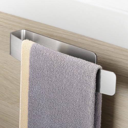 Gsocel 304 Stainless Steel Drill-Free Bathroom Towel Rails, 26 cm, Silver - Multi-Purpose Adhesive Towel Rail for Kitchen and Bedroom, Drill-Free Towel Rail