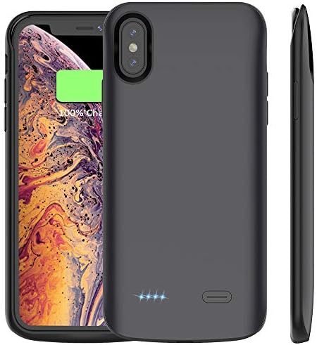 Vproof iPhone Xs Max Battery Case, 6000mAh Rechargeable Charger Case External Protective Charging Case Slim Battery Pack Portable Power Bank Cover for Apple iPhone Xs Max 6.5 Inch 2018(Black)