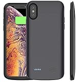Vproof iPhone Xs Max Battery Case, 6000mAh Rechargeable Charger Case External Protective Charging Case Slim Battery Pack Portable Power Bank Cover for Apple iPhone Xs Max 6.5 Inch 2018(Black)