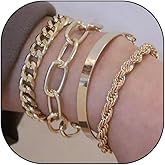 Stringex Boho Gold Stacking Bracelet Set for Women Chunky Layered Snake Bone Chain Bangles Twisting Rope Link Bracelets Jewelry Accessories