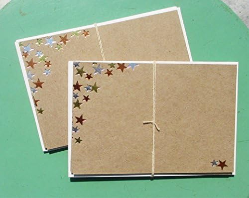 PARCEL: Metallic FOIL-Pressed STAR Stationery Set, 6 Cards / Part of the Martha Stewart AMERICAN MADE Collection
