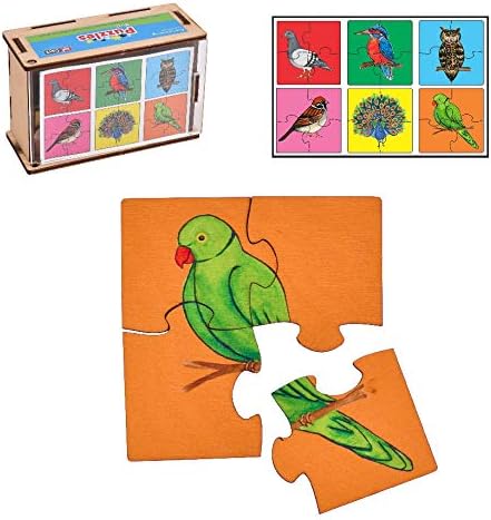 RK Cart Wooden Tiling Jigsaw Puzzle Creative Activity Toys for Kids Children, 4-Piece, Set of 6 Puzzles (24 Pieces)