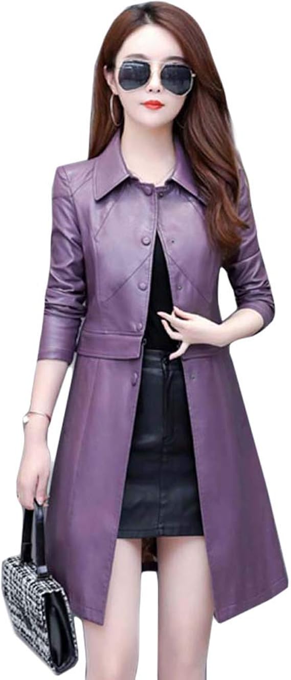 Amazon Kanshamingma レザージャケット ライダースジャケット レディース ロングコート トレンチコート ラムレザー 本革 大きいサイズ 革ジャケット 革ジャン 皮ジャン ラム革コート アウター かっこいい コート ジャケット 通販