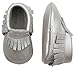 Posh Baby Shoes: Genuine Leather, Hand Made, Durable, Slip-on Baby Moccasins. A Great Gift for Newborns, Infants, and Toddlers. (12-18 Months (5 in), Metallic Silver)