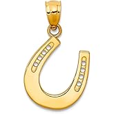 JewelryWeb 14k Yellow Gold Reversible Polished Horseshoe Pendant Necklace Pendant for Women