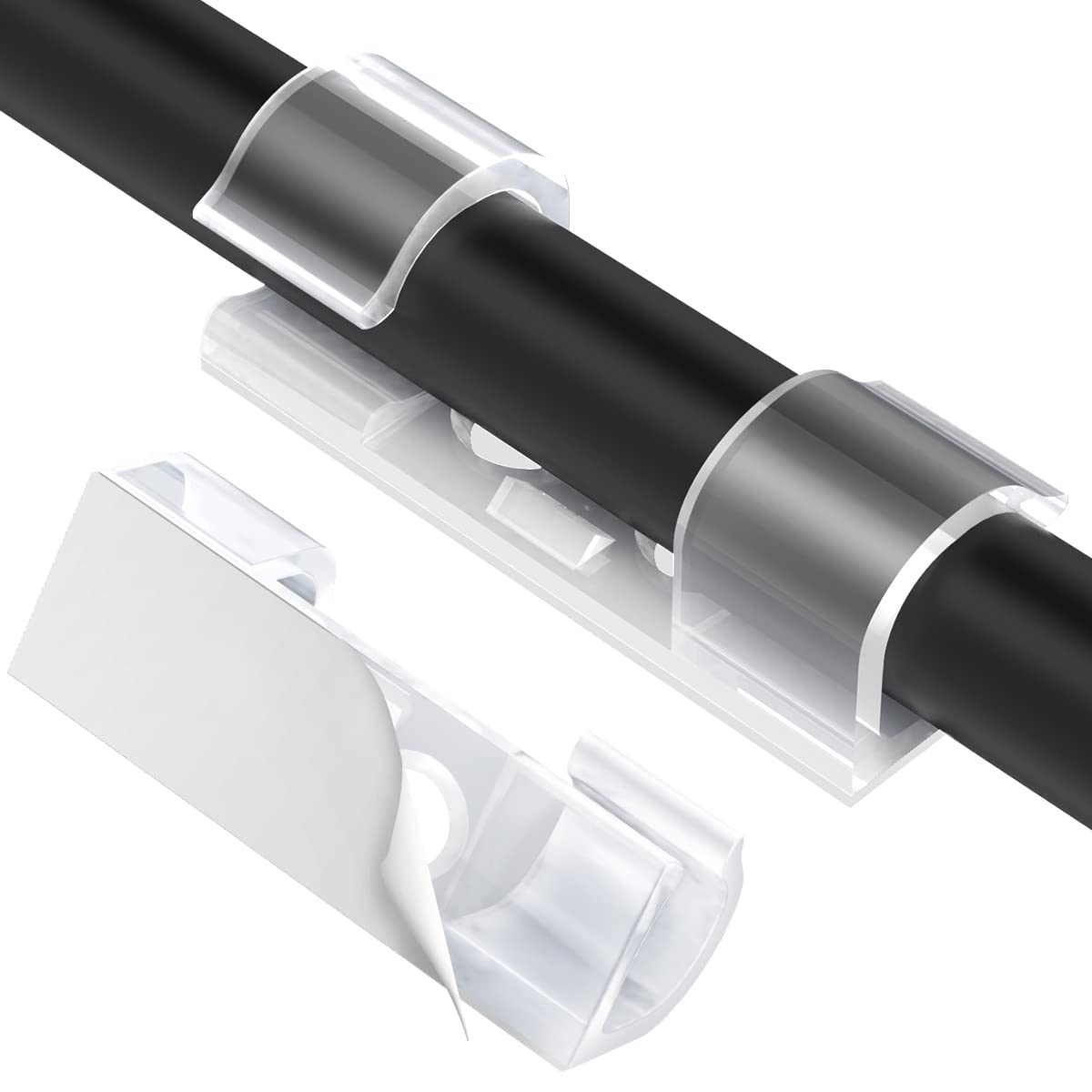 70PCS Transparent Cable Clips, AGPTEK Wire Tidy Clips with Strong Self Adhesive, Durable Mount-Round Sticky Cord Management Clamps Organiser for PC TV Computer Home Office