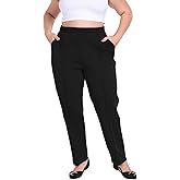 HAPPIERE Plus Size Sweatpants for Women Pull-On Dress Pants with Pockets Casual Business Work Trousers for Travel