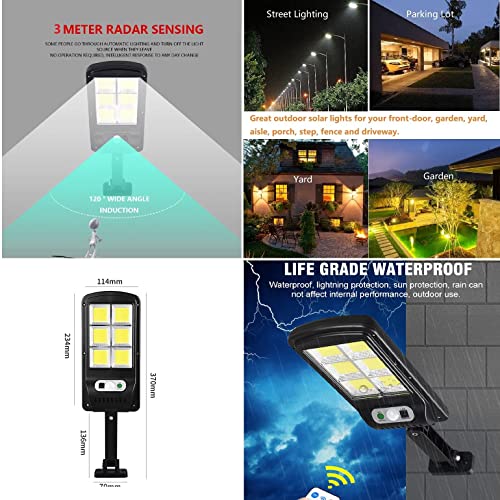 Solar Street Lights - 6000 Lumens 120 LED Motion Sensor Security Solar Flood Lights Outdoor Wall Lamp with 3 Lighting Modes for Front Door, Garden, Yard, Garage, Path (2-Pack)