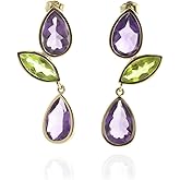 Galaxy Gold GG 14k Solid Gold Dangle Earrings with Peridots and Amethysts