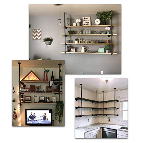 Industrial Pipe Shelving, Retro Rustic Iron Pipe Shelf Wall Mount Shelf Bookshelf Unit,Mounted Bracket,No Planks(2 pcs),Black.