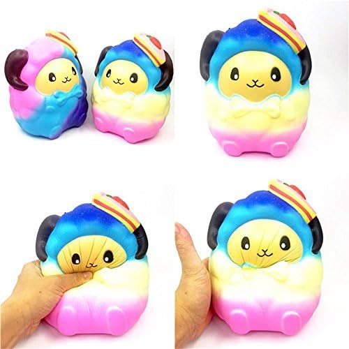 YCYBuy New Cute Jumbo Squishies Starry Rainbow Sheep Lamb Very Slow Rising Gaint Kawaii Scented Cream Foam Silly Squishies Food Bread Simulation Kids Toy 1Pcs Random Shipping