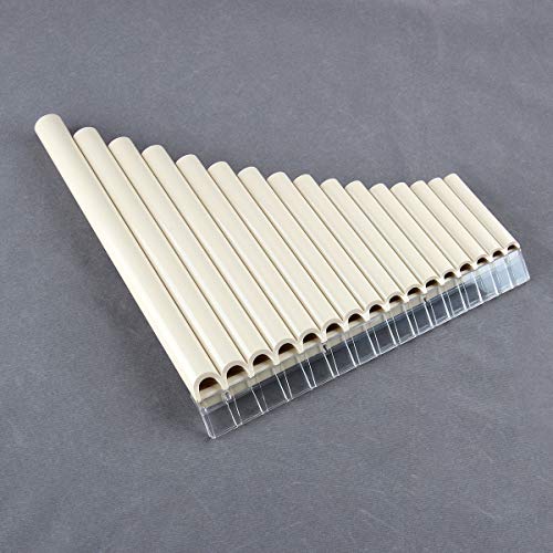 New Arrival 16 Pipes Pan Flute Pan Pipe G Key ABS Plastic Traditional Woodwind Musical Instrument for Beginner and Musical Lover (16 Pipes, ice white)