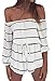 YOMISOY Women Slash Stipred Romper Print Long Sleeve Summer Outfits Short Jumpsuits,Small,White