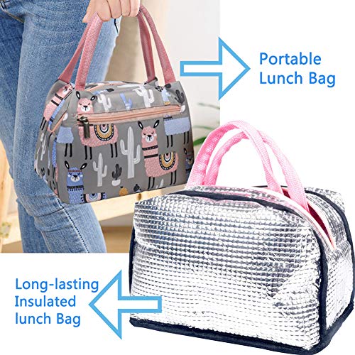 Echaprey Insulated Lunch Bag, Reusable Lunch Bag for Women/Adult/Student, Cooler Waterproof Organizer Lunch Tote Box for Work School Picnic (Cactus) - Thumbnail 2