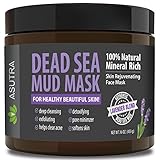 Asutra, Organic Dead Sea Mud Mask, Lavender + FREE Applicator Brush, Combat Acne, Oily Skin and Blackheads, Minimize Pores, For Smooth, Beautiful and Healthy Looking Skin, 8 oz.