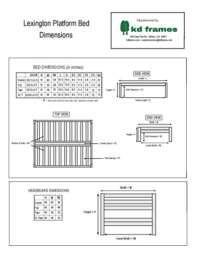 KD Frames Lexington Platform Bed, Full, Unfinished