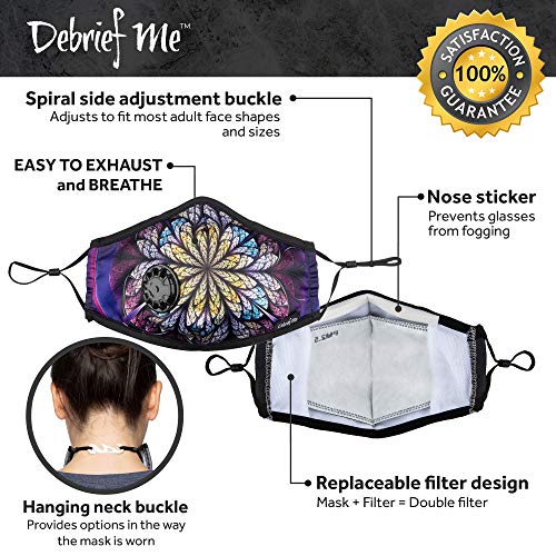 Debrief Me Dust Mask - Anti Pollution Breathable Respirator Mask (1 Mask + 6 Filters) Military Grade N99 Flu Mask Carbon Activated Filtration - Reusable Washable - Comfy Cotton Adjustable (Inner Life)