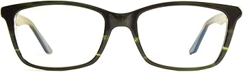 Pixel Eyewear Designer Computer Glasses with Anti-Blue Light Tint UV Protection, Anti-Glare, Full Rim, Acetate Frame Striped Green Color - Oryc Style