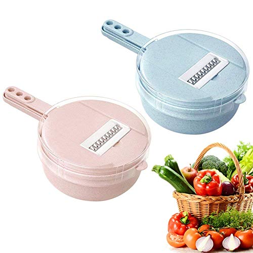 Vegetable Slicer-Adjustable Mandoline Kitchen Slicer with Stainless Steel Blades-8 in 1 Julienne Slicer with Food Storage and Filter Basket,Vegetable Cutter,Grater For Cheese,Potatoes,Onion,Zucchini - Thumbnail 6