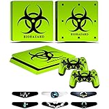 PS4 Slim Controller Skins- Decals for Playstation 4 Slim Games - Stickers Cover for PS4 Slim Console Sony Playstation Four Accessories with Dualshock 4 Two Controllers Skin - Biological Harzard