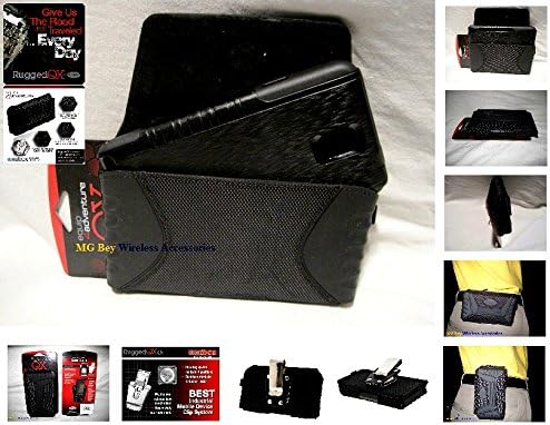 Rugged QX NXT Extended Heavy Duty Horizontal/Vertical Black Cover Case W/Detachable Swivel Quad Lock Metal Steel Belt Clip for Sprint / AT&amp;T Samsung Galaxy J3 / J700 Cellphone