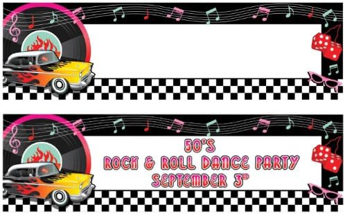 Amscan Fun 50's Personalize It! Giant Party Sign Banner (121 Piece), 65" x 20", Black