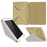 roocase iPad Air 2 Case - Origami 3D iPad Air 2 2014 Slim Shell Case Smart Cover with Sleep / Wake [Features Landscape, Portrait, Typing Stand] for Apple iPad Air 2 (2014) 6th Generation Latest Model, Champagne Gold / Cool Gray