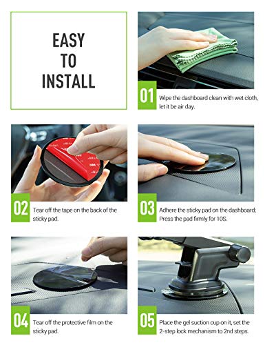 VICSEED 2 Pieces Adhesive Mounting Sticky Disk for Car Dashboards Vehicles Suction Cup Phone Mount with 80mm Diameter