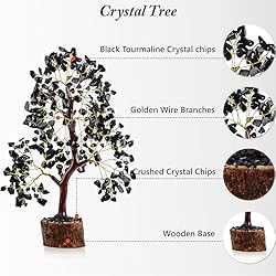 Black Tourmaline Crystal Tree of Life Handmade