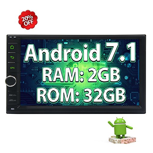 Click Here to See More Images Android 7.1 2GB 32GB Car Stereo Head Unit with Bluetooth Sat Navi free GPS Map Support DAB+ OBD2 3G/4G Built-in FM/AM Radio Fastboot Wifi Mirrorlink Aux USB SD 7'' Touch Screen 1024x600 Double Din
