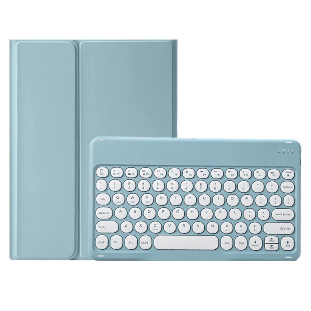 KMXDD Cute Keyboard Case for iPad Air 11 inch M3/M2, iPad Air 5th 4th Generation 10.9 inch, iPad Pro 11 inch (4th/3th/2th/1st Gen) - Round Key Colorful Bluetooth Keyboard Cover (Mist Blue)