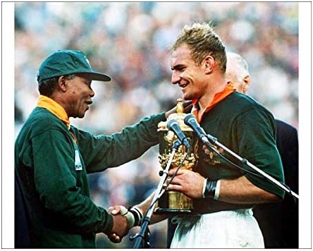 Media Storehouse 10x8 Print of South Africa captain Francois Pienaar receives the World Cup from Nelson (5451883)