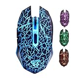 ShiRui L6 Wireless Optical Gaming Mouse Rechargeable Silent Mice with 7 Colors Breathing Lights, 6 Buttons with 2400/1600/800DPI (Black)