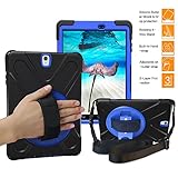 BRAECNstock for Galaxy Tab S3 9.7 Case Cover Hybrid Protective Shield Case Cover w/Palm Handstrap/Shoulder Strap/Shoulder Strap for Samsung Galaxy Tab S3 9.7 T820 Case Hard (Black/Blue)
