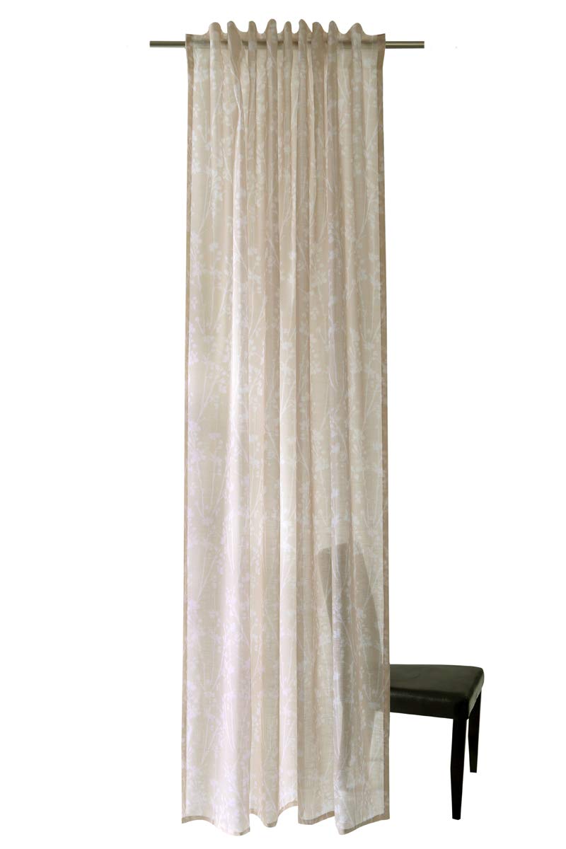 Homing Semi-transparent curtain printed beige (1 piece) 245 x 140 cm (H x W)