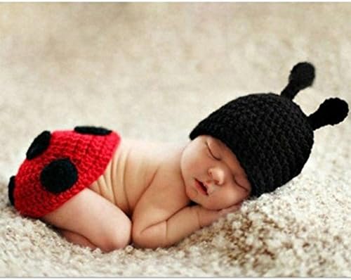Zonegear Baby Photo Prop Outfit Newborn Knit Crochet Photopraphy Ladybug Clothes (Round)