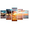 Abstract Poster Printed Abstract Landscape - Ephany Art - 5 Piece Canvas Wall Art Sunset On Ocean,ocean beach picture…
